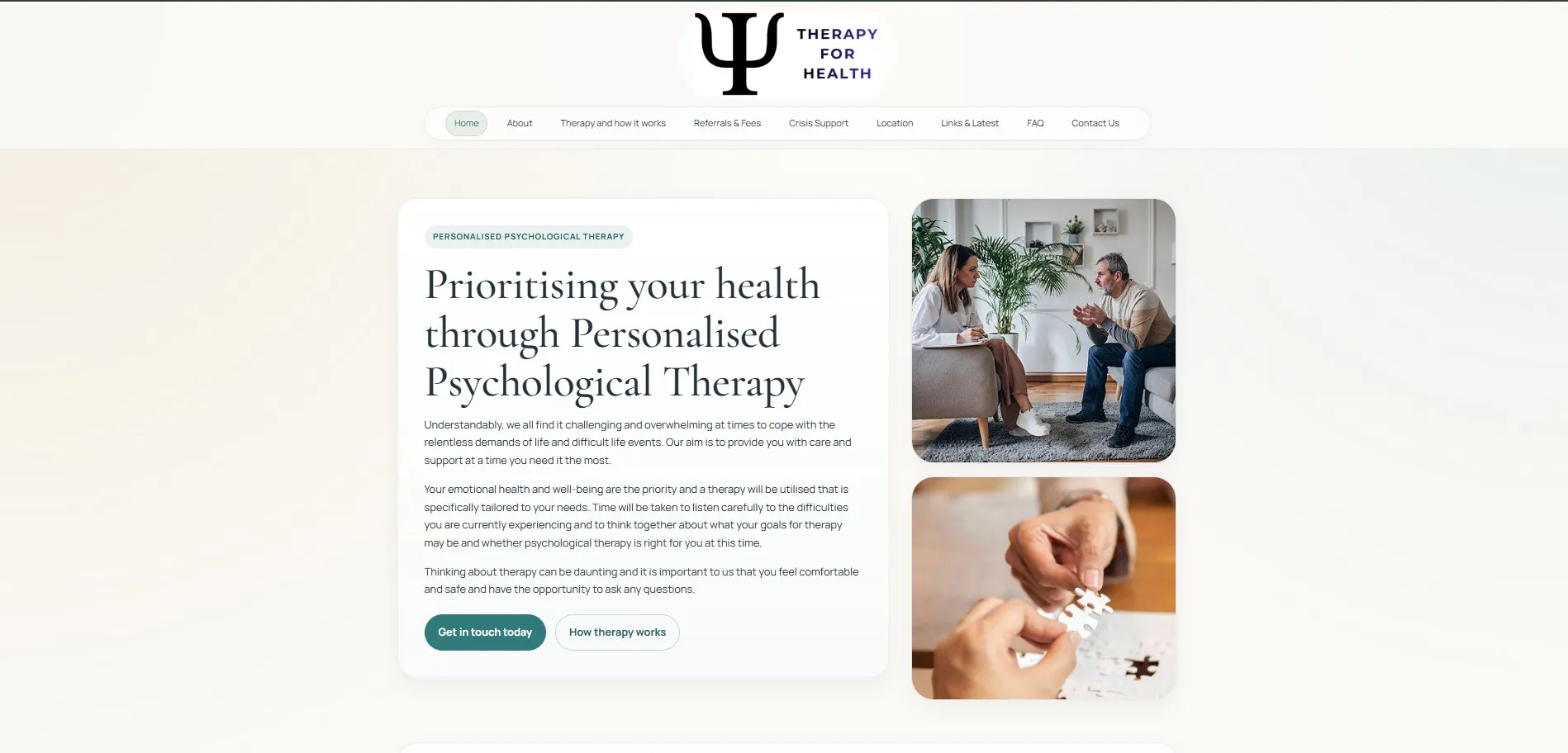 Preview of Therapy for Health website